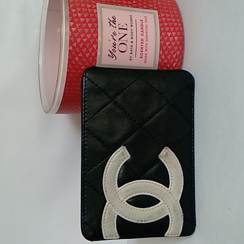 Authentic CHANEL Cambon Black Leather Card Holder